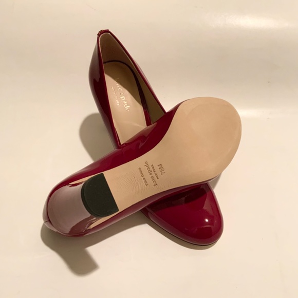 Kate Spade Pallas Patent Leather round toe pumps high heels red dress shoes 7.5 - Picture 10 of 11